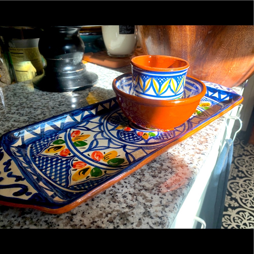 SET OF THREE Pottery Hand Painted Portugal